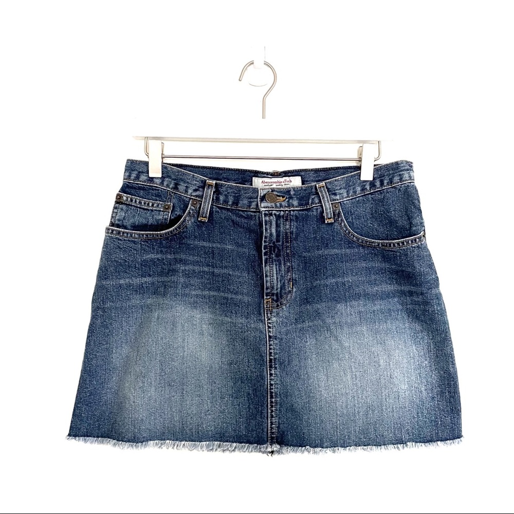 Vintage Abercrombie & Fitch Frayed Hem Denim Mini Skirt Size 8